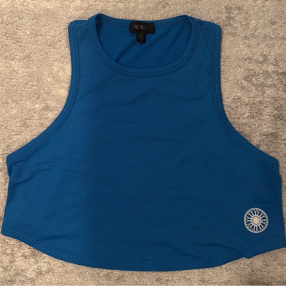 ALAlA Blue Mesh Crop Top